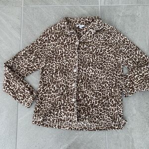 Charter Club Soft Long Sleeve Leopard Print Pajama Top Size S